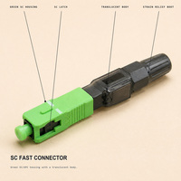 Konektor Cepat SC Fiber Optik, Konektor Perakitan Lapangan SC APC UPC PC, Kabel Drop 0.9mm 2mm 3mm