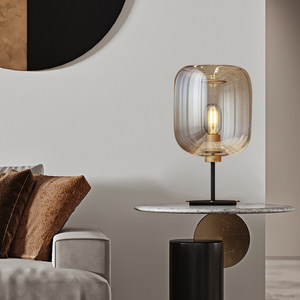 <span class=keywords><strong>Lampe</strong></span> de chevet en verre à bouton-poussoir LED au design nordique de luxe léger pour chambre à coucher et salon - Product Image 2