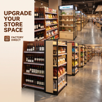 Étagère de présentation en acier et bois pour la vente au détail, rayonnage gondole robuste pour supermarché, présentoir pour épicerie
