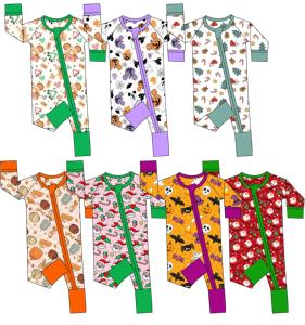 Pyjamas en bambou personnalisés en gros Ruidian, combinaison bébé en bambou bio à double fermeture éclair, vêtements pour bébés garçons, vêtements pour enfants en bambou - Product Image 1