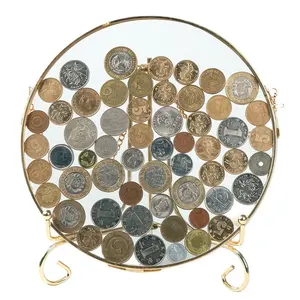 六角硬币收藏相框悬挂装饰铜边玻璃图片弗兰梅