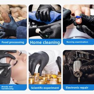 Высокоэластичные черные одноразовые перчатки, одноразовые нитриловые перчатки, одноразовые защитные перчатки - Product Image 4