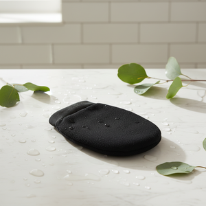 Minimalist Luxury <strong>Bath</strong> Glove Duo Matte Black Grain Smooth White Surface with Contrasting <strong>Trim</strong> for Spa &amp; Home Use - Product Image 4