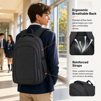 Sac à dos OMASKA Fabriqué en Chine 18 pouces Haute qualité Grande capacité Sacs d'école noirs Sac à dos pour garçons