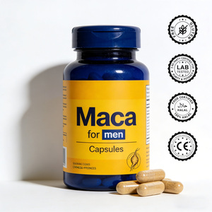 Kapsul <span class=keywords><strong>Maca</strong></span> Alami untuk Pria Vegan Non-GMO Ekstrak Akar Campuran Khusus Pengembangan Merek Pribadi ODM OEM Bersertifikat KOSHER USDA - Product Image 1