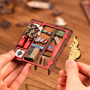 <span class=keywords><strong>Robotime</strong></span> <span class=keywords><strong>Rolife</strong></span> US Warehouse Rompecabezas de madera 3D TGB12 Fall Into Wonder DIY Casa en miniatura Rincones de libros para envío directo - Product Image 5