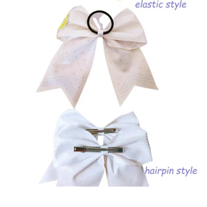 8 pouces <span class=keywords><strong>pas</strong></span> <span class=keywords><strong>cher</strong></span> ruban rose Cheerleading arcs bandeau pour les filles et les femmes SIDA jour sensibilisation cheveux cravate Cheer Bows - Product Image 6