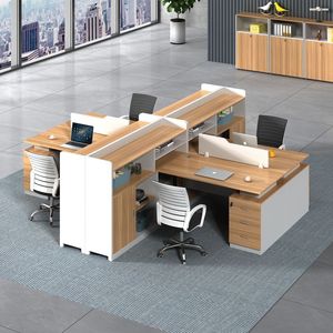 Ensemble <span class=keywords><strong>de</strong></span> bureaux d'employés en L modernes et durables et <span class=keywords><strong>de</strong></span> chaises <span class=keywords><strong>de</strong></span> bureau réglables - Bureau informatique en PVC écologique pour immeuble <span class=keywords><strong>de</strong></span> bureaux - Product Image 2