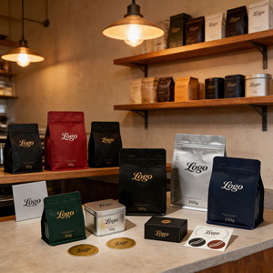 Sacchetto Personalizzato con Chiusura a Zip e Valvola, Fondo Piatto, per Imballaggio Alimentare, Personalizzazione Completa per Chicchi di Caffè - Product Image 3