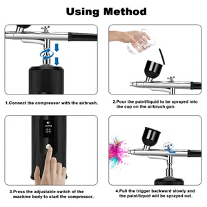Kit aérographe avec compresseur haute pression, ensemble d'aérographes sans obstruction, sans fil, rechargeable avec buse de 0,3 mm - Product Image 6