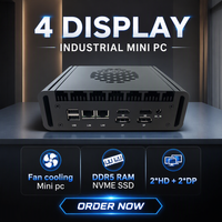 Ultra 5 125H PC Mini Industri Dual LAN 2*COM RS232 4 Output Layar DDR5 Win11 Linux Kipas Industri Komputer Mini OEM ODM