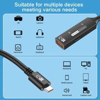 Cable de Extensión USB 3.2 Gen 2 Xput Long Active, Transferencia de Datos de 10 Gbps, Carga Rápida de 5 A, Tipo C, Chapado en Oro, Alimentación Adicional para Computadora