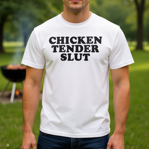 T-shirt Chicken Tender Slut blanc à col rond, taille adulte unisexe - Product Image 3
