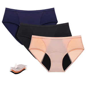 Mutandine di pizzo Plus Size a quattro strati da donna stile quotidiano biancheria intima mestruale sanitaria a prova di perdite modello solido - Product Image 2