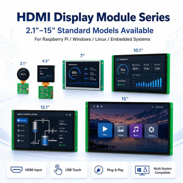 2.1''/3.4''/4'' /4.3''/6.8''/7''/10.1''/12.1  Display Module Series Compatible with Raspberry Pi Embedded Systems Windows