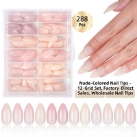 288 Pièces Formes à ongles carrées en acrylique transparent, couvrance totale, pour construction rapide, double forme, longueur courte
