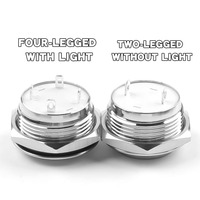 Interrupteurs à bouton-poussoir métalliques étanches IP65 de 19 mm, à réinitialisation automatique, 1NO, à tête plate/à tête haute, avec anneau LED, 24 V, pour contrôle industriel