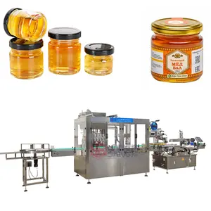 시럽 꿀 생산을위한 4 헤드 자동 충전 캡핑 및 라벨 라인 250ml 500ml