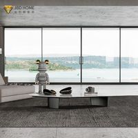 Pintu Geser Kaca Aluminium Desain Modern Berlapis Ganda Warna Hitam, Pintu Patio Besar untuk Penggunaan Luar Ruangan Posisi Interior