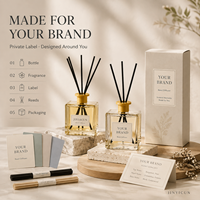 Diffuseur de parfum d'ambiance en verre de 100 ml avec bâtonnets en rotin, diffuseur d'arômes de luxe pour boutique de cadeaux, hôtel, spa et marque privée OEM