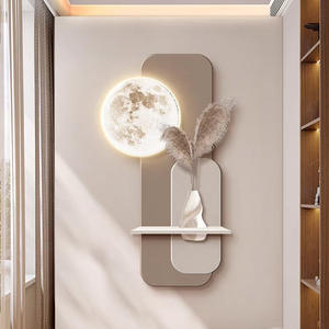 All'ingrosso moderno LED di lusso fatto a mano ingresso luna corridoio 3D parete verde solido piante colorate corridoio decorazione arenaria pittura - Product Image 3