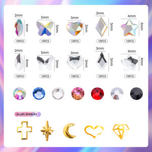 Kit permata gigi sementara, dengan lem gigi Set berlian terdiri dari 9 alat stiker Patch berlian belakang datar kristal - Product Image 3