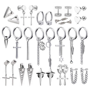 Sseesy Joyas Titan Đồ Trang Sức Thời Trang Hiphop Hoop Người Đàn Ông Tùy Chỉnh Thép Không Gỉ Chéo Lông Hình Học Bông Tai Stud Cho Nam Giới - Product Image 4