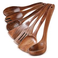 Ensemble d'ustensiles de cuisine en bois, 12 pièces, spatule, cuillère, fourchette à salade en bois massif, ustensiles de cuisson antiadhésifs, vente en gros