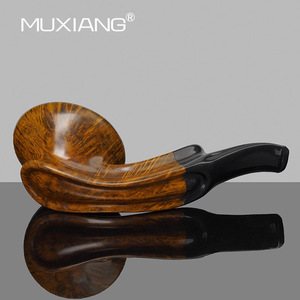 Custom Made Briar Wood Pipe Bent Type Gold Glossy Surface Tobacco Pipe For Men Traditional Smoking Accessory - Product Image 3