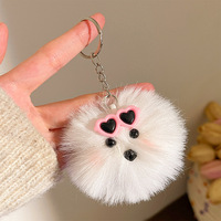 En gros, Porte-clés en peluche de dessin animé avec pompon, Breloque de sac boule moelleuse, Pendentif poupée en peluche mignonne, Accessoires