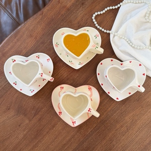 Taza y Plato de Cerámica en Forma de Corazón con Logotipo Personalizable, Diseño Irregular, Taza para Café y Té, Regalo Romántico para San Valentín o Día de la Madre - Product Image 6