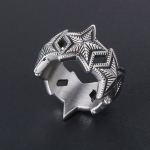 Bague étoile à cinq branches pour hommes, en acier inoxydable, style punk, bijoux de fête SA972 - Product Image 3