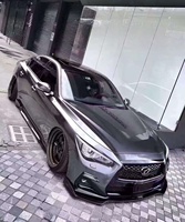 Lèvre avant en fibre de carbone pour Infiniti Q50 2014-2025 / Spoiler de pare-chocs avant Q50S / Kit aérodynamique pour lèvre avant Q50 Pièces de voiture en une seule pièce