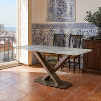 Ensemble de table à manger carrée en ardoise de style minimaliste nordique, 6 places, pour la salle à manger familiale