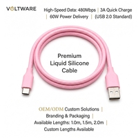 Pabrik LUNG KAY Grosir Kabel Silikon Tipe C 3A 2.0 USB a ke c Kabel Data 5v2.4a Kabel Pengisian Cepat USB untuk Ponsel