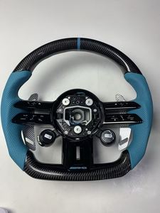 Volant de voiture personnalisé en fibre de carbone véritable pour AMG W206 W223 W213, cuir perforé bleu personnalisable, mise à niveau sur mesure - Product Image 4