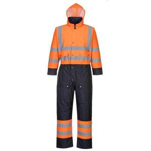 PORTWEST - S485ONR4XL Combinaison deux tons doublée orange/bleu marine haute visibilité-EAN 5036108273768 HI-VIS WORKWEAR - Product Image 1