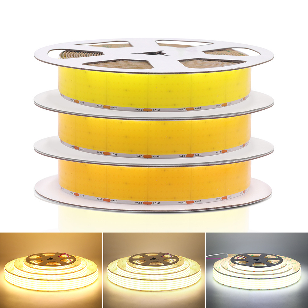 High Density Super Bright COB LED Strip 20mm 30mm Ultra Wide 1600LEDs/m DC24V 30W/M Warm White Cold White for Indoor Decoration