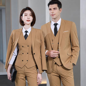 2 Pieces Khaki Double Breasted Brown Business Office Plus Size Women Men's Suits Blazer