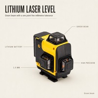 Niveau laser à faisceau vert, batterie au lithium, haute précision, auto-nivelant, ligne croisée pour le montage de portes et de fenêtres