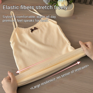 Camisola con lazo de encaje Pure Desire para mujer, chaleco térmico ajustado con forro polar cálido, ropa interior y exterior para otoño e invierno - Product Image 3