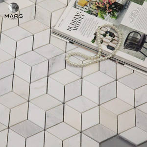 Azulejo de mosaico hexagonal de diamante con rombos en 3D, azulejo de mármol blanco de doble ilusión, <span class=keywords><strong>2x3</strong></span> - Product Image 1