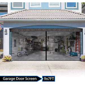 Rideau de porte de <span class=keywords><strong>garage</strong></span> moderne en fibre de verre magnétique noir, maille, 16,3 x 7,15 pieds, 2 voitures, ignifuge et lavable - Product Image 3