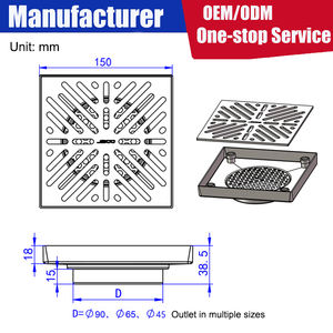 Drain <span class=keywords><strong>de</strong></span> <span class=keywords><strong>sol</strong></span> <span class=keywords><strong>de</strong></span> douche carré moderne en acier inoxydable 304/316L pour hôtel et salle <span class=keywords><strong>de</strong></span> bain avec fonction anti-obstruction - Product Image 5