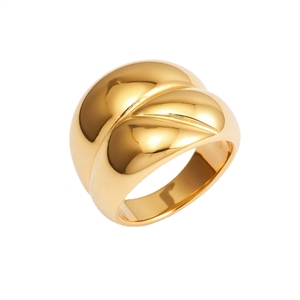 Anello esclusivo transfrontaliero europeo e americano di lusso leggero, geometrico e dal design audace, in acciaio inossidabile e titanio 24K. - Product Image 5