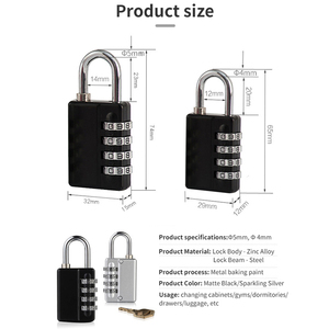 Vente en gros <span class=keywords><strong>Cadenas</strong></span> de casier de sport sans clé à <span class=keywords><strong>4</strong></span> <span class=keywords><strong>chiffres</strong></span> réinitialisables avec combinaison de mot de passe <span class=keywords><strong>cadenas</strong></span> colorés avec clé principale - Product Image 3