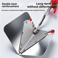 Grande spatule épaisse en acier inoxydable avec manche en plastique, design à angle Yin et Yang et bord droit