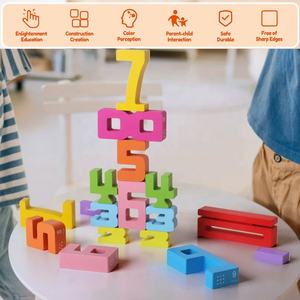 מונטסורי עץ אבני בניין מספר עץ אבני פעוטות צעצוע של לימוד מתמטיקה עץ ספירה דיגיטלית צעצוע פאזל - Product Image 3