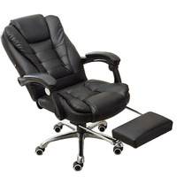 Chaise d'ordinateur en cuir avec structure en bois - Design moderne et simple, siège pivotant inclinable réglable pour bureau, dortoir, usage commercial