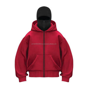 Sweat à capuche balaclava unisexe en coton, style streetwear, fermeture éclair intégrale, pour homme, hiver - Product Image 5